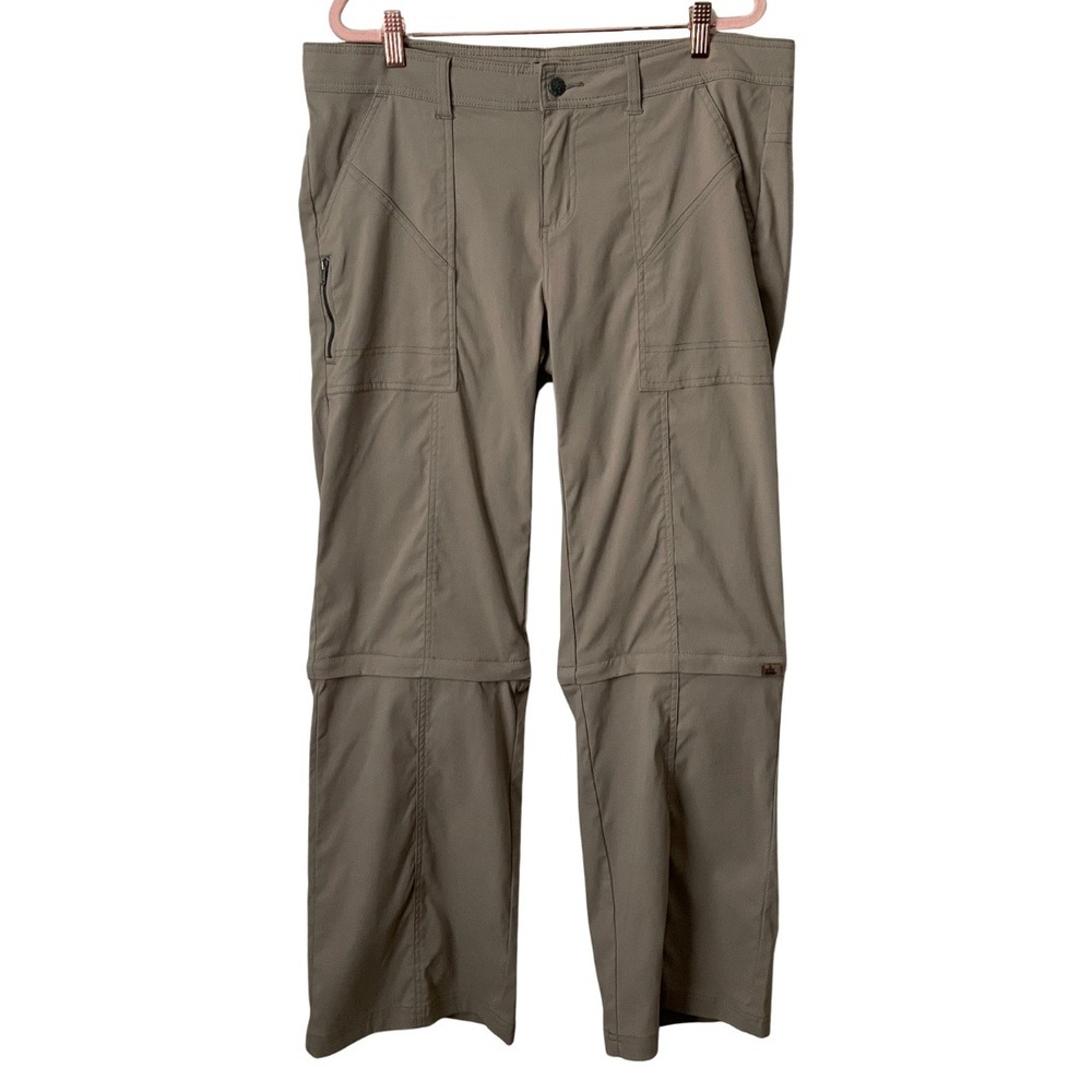Prana Pants Womens Size 14 Khaki Monarch Convertible Zip Off‎ Cargo Hiking Nylon